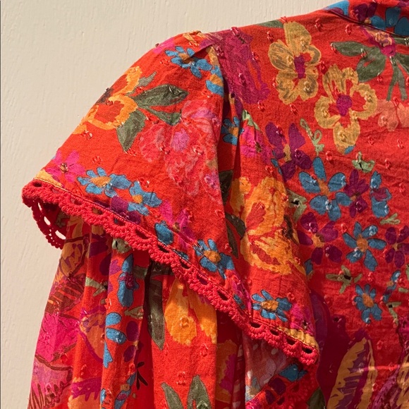 FARM Rio Vibrant Floral Blouse - Red and Orange - Picture 6 of 8